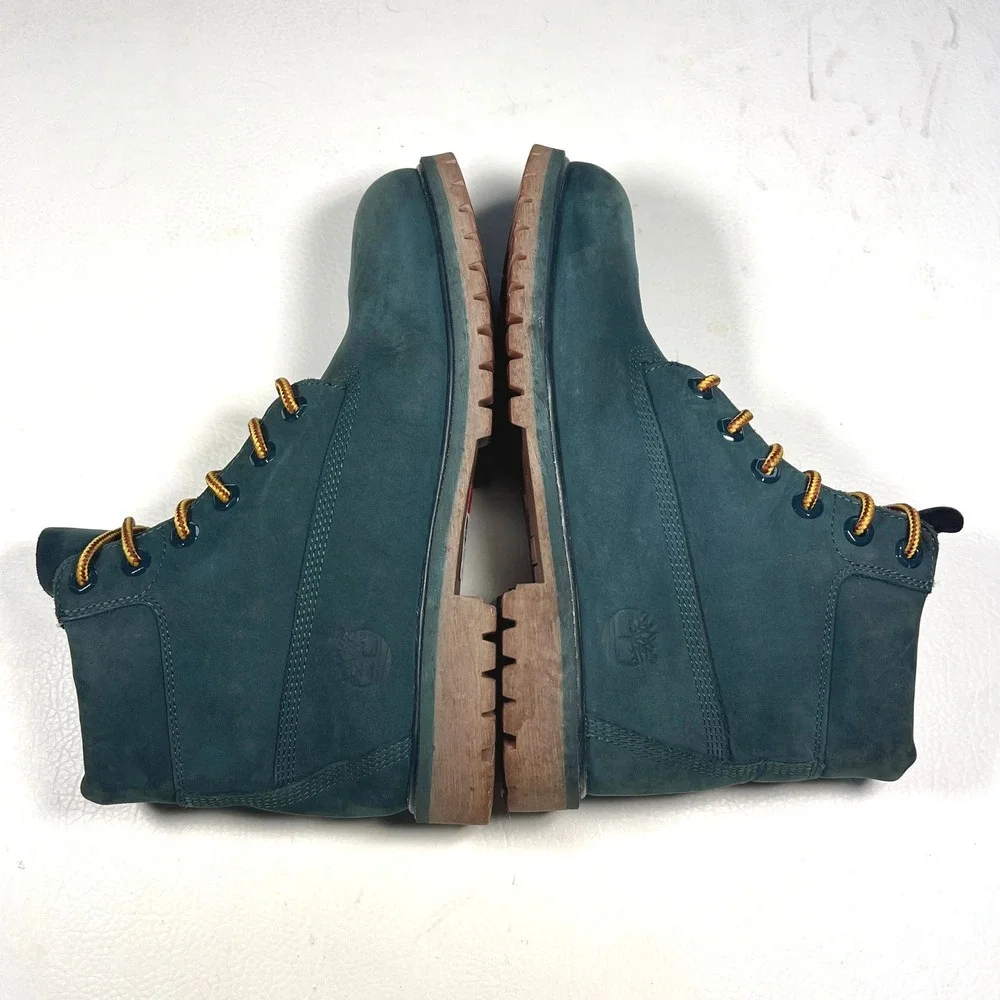 Timberland 6 Inch Premium Boys Size 7 Teal Nubuck Waterproof Boots A1P6A Hiking